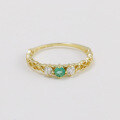 wholesale 18K gold artfully crafted geometric solitaire emerald and full-cut diamond ring for timeless elegance-0-1