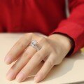 925 Sterling Silver Ring with Moissanite Six-Prong Setting, Exquisite Export Jewelry, New Women's Design, High-End Niche Style-0-1