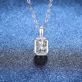 S925 Sterling Silver Lab Emerald Ruby Sapphire Moissanite Simple Necklace Wholesale-0-4