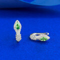 wholesale S925 Sterling Silver Pear-Shaped Green Zircon Snake Bone Ear Claw with a Premium and Subtly Luxurious Sparkle, Live Stream Edition-0-2