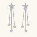 wholesale Sterling Silver Super Flash Five-Point Full Star Fringe Two-Way Earrings Unique Design High-End Moissanite Stud Earrings-0-1