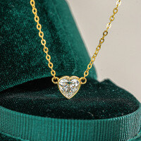Sterling Silver 1-Carat Moissanite Heart Bubble Pendant Necklace-Set with 1 carat moissanite  925 silver