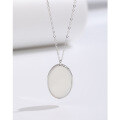 wholesale 925 Sterling Silver White Mother-of-Pearl Pendant Necklace for Women, Small Ins Collarbone Chain, Versatile and Minimalist Elegant Sweater Chain-0-1