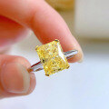 wholesale S925 Sterling Silver New Simulation Yellow Diamond 8*10 Radiant Cut Ring, Small and Stylish Street Photography Women's Jewelry-0-2