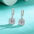 wholesale Metal: 925 Sterling Silver Cross-border fashion lightweight luxury square design earrings, moissanite stud earrings for women-0-0