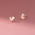 wholesale S925 Sterling Silver Fresh Sweet Ins Style Design Personality Inlaid Diamond Four-Pointed Star Heart Earrings M06042-0-4