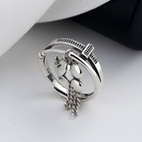 wholesale S925 Sterling Silver Retro Cute Cartoon Mickey Ring Korean Minimalist Sweet Fashion Index Finger Ring for Women-023J/approx. 4.5g Adjustable opening