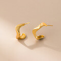 wholesale S925 Sterling Silver Fresh and Sweet Ins Style Small and Unique Design Brushed Wave C-shaped Ear Stud M06550-0-2