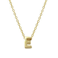 wholesale Metal 925 Silver Plain 26 Letters Pendant Necklace, Ins Luxury Hot-selling Choker-Gold-E 925 silver