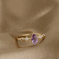 wholesale S925 Gold-Plated Amethyst Dainty Women's Ring, Limited Edition for Spring - First Snow Crystal Series Light Luxury Jewelry-0-1