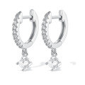 wholesale S925 Sterling Silver Earrings Ins Simple Pearl Zircon Opal Ear Clasp High-end Ear Hoop Personality Elegant European and American Wholesale-0-8