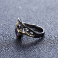 wholesale 925 Silver Designer Gemstone Inlaid Open Ring, Vintage Style High-End Amethyst Ring-0-1