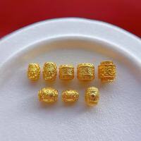 wholesale Gold-plated 925 ancient silver fittings with engraved scales, mantra six-syllable, auspicious and wealthy barrel beads, spacer beads, waist beads for DIY prayer beads-8# one