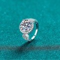 wholesale S925 Sterling Silver 5ct Round Moissanite Ring, Elegant and Sophisticated High-End Wedding Ring-0-1