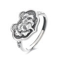 wholesale S925 sterling silver vintage ethnic enamel cloisonné ruyi blooming peony floral ring for women-0-4
