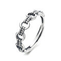 wholesale S925 Sterling Silver Trendy Hip-Hop Street Style Circle Chain Texture Contrast Personality Open-End Ring-0-4