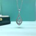 wholesale S925 Sterling Silver Moissanite Hollow-Out Teardrop Pendant Women's Necklace, Luxury Elegant Style, Factory Direct Sales with Drop Shipping-0-3