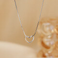 wholesale S925 Sterling Silver Openwork Heart Pendant Necklace for Women, Summer Snake Chain, Light Luxury and High-End Design, Niche Collarbone Necklace-0-0