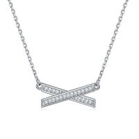 wholesale S925 Sterling Silver X Letter Necklace for Women, Versatile Ins Style Cross Pendant Choker Chain Wholesale-Platinum>925 silver