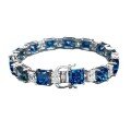 wholesale 925 Silver New Jewelry Fashion Simulated Diamond 7*7 Ice Flower Blue Diamond Bracelet for Women Elegant and Luxurious-0-4