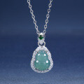 S925 Silver Guatemalan Blue Jadeite Gourd Pendant-0-4