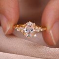 wholesale S925 Gold-Plated Six-Prong Moissanite Ring for Women, Minimalist Wedding Band, Light Luxury, Exquisite, Best-Seller-0-2