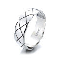wholesale S925 sterling silver retro niche design diamond grid open ring versatile minimalist new style index finger ring for women-0-4