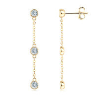 Sterling Silver Moissanite Chain Tassel Earrings, Wholesale.-Tassel Three-Diamond Earrings [K Gold]  925 Silver