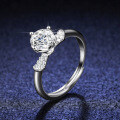 Sterling Silver Six-Prong Moissanite Ring with Bow for Women-0-3