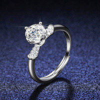 Sterling Silver Six-Prong Moissanite Ring with Bow for Women-1 carat (zircon)  19 yards