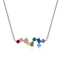wholesale S925 Silver Rainbow Candy Tourmaline Necklace for Women, Luxe Fashionable Versatile High-End Pendant Collarbone Chain-0-4