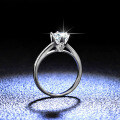 Sterling Silver D Color Moissanite Ring, 1 Carat Six-Prong Classic Style-0-0