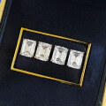 wholesale S925 Silver Simulated Emerald Cut 7*9mm Rectangular Pagoda Earrings for Women, AliExpress Cross-Border-0-3