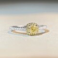 wholesale S925 Silver Light Luxury Four-Prong Small Cube Yellow Diamond Ring Fashion High-End Ins Style Small Yellow Zirconia Ring-0-1