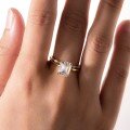 wholesale S925 Silver Emerald Cut Double Ring Stackable Ring for Women, Minimalist and Modern Luxury Engagement Anniversary Gift, Bestseller on Independent Websites-0-3