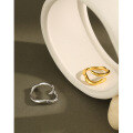 wholesale S925 Sterling Silver CJ087 Korean Style Irregular Asymmetric Intertwined Snake-Shaped Open Ring for Women-0-1