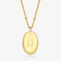 wholesale S925 Sterling Silver Women's English Letter Pendant Necklace, Minimalist Smooth Oval Collarbone Chain for Cross-Border-Letter D>925 silver