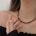 wholesale S925 Sterling Silver Natural Tiger's Eye Maillard Necklace for Women, Korean New Arrival Versatile Collarbone Chain-0-0