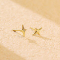 wholesale S925 Sterling Silver Minimalist Korean Style Four-point Star Ear Studs, Unisex Small Fresh Light Surface Ear Cartilage Piercing Wholesale-0-5