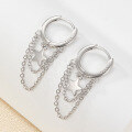 wholesale S925 Sterling Silver Double Layer Tassel Star Earrings, Minimalist Style, Long Drop Ear Cuffs, Unique and High-End Jewelry-0-2