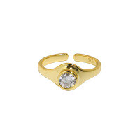 wholesale S925 Sterling Silver Korean Version Ins Geometric Circle Micro-Set Zircon Textured Open Adjustable Ring for Women-18K Gold [No. 14/Adjustable] Opening adjustable