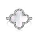 wholesale S925 Sterling Silver Women's Ring with Heart-Shaped Four-Leaf Clover Zircon and Detachable Design, Small Luxury-0-4