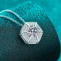 S925 Sterling Silver Moissanite Hexagon Pendant Necklace-0-1