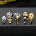 wholesale Gold-Plated S925 Ancient Silver Diety Mahakala Nine-Tailed Fox Huiwen Citipati Master Three-Passage Bead DIY Bracelet Accessory-0-1