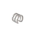 wholesale S925 Sterling Silver EA531 Korean-style Versatile Silver Ear Accessories Ins Minimalist Personality U-shaped Three-layer Line Ear Clasp Ear Clip for Women-0-4