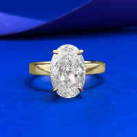 wholesale S925 silver jewelry new ice-cut flower ring 8*12mm oval white diamond-R1499 Gold and White Diamond Ring>Size 5