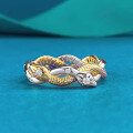 wholesale 925 Silver Two-Tone Entwined Serpent Ring with Snake Skin Texture, Vintage Style Color-Block Design by Zhuozhifan Jewelry-0-5