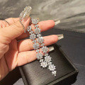 wholesale S925 Sterling Silver Zhuo Zhifan Jewelry Fully Set Sunflower Bracelet, Luxurious Cluster Simulated Diamond Floral Accessory for Women-0-1