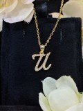 S925 Silver 18k Gold-Plated Moissanite Alphabet Pendant Necklace, DIY Gift-0-24