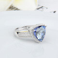wholesale S925 Silver Luxury Iolite Blue Crystal Ring 11*11mm Large Size Colored Gemstone-0-1